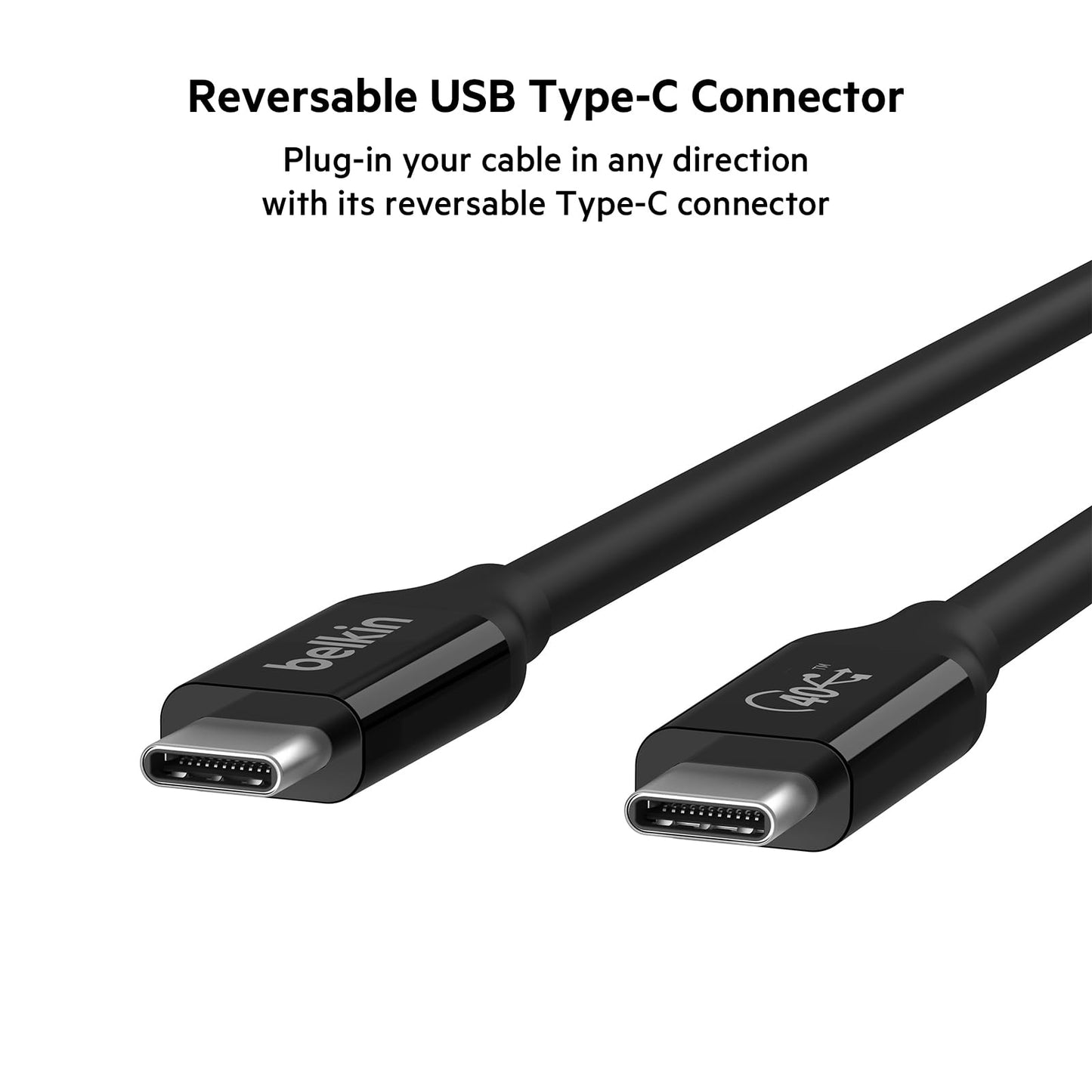 Belkin USB 4 Cable, 2.6ft (0.8m) USB IF Certified with Power Delivery up to 100W, 40 Gbps Data Transfer Speed and Backwards Compatible