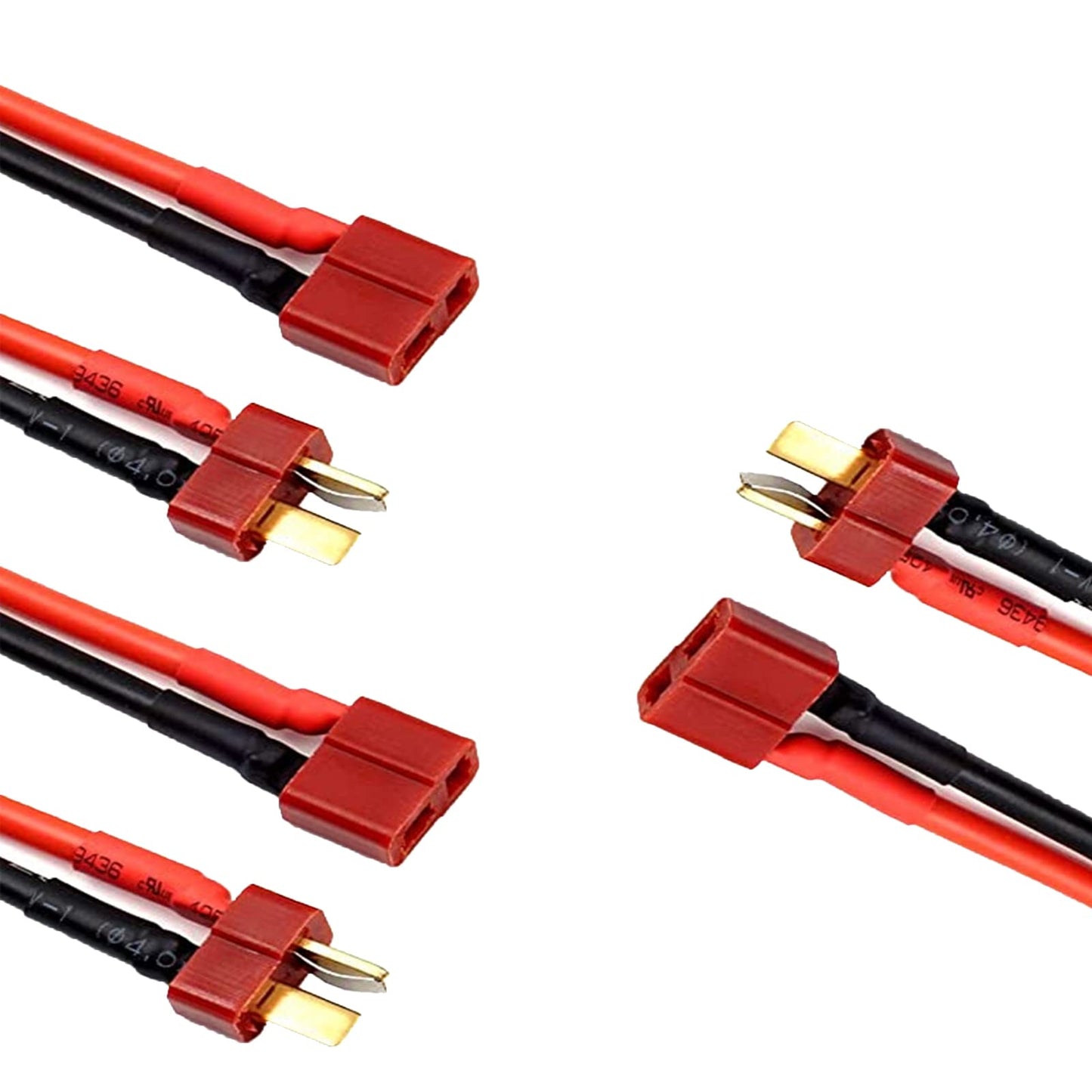 skrnrhrery T Plug Battery Extension Cable with 14awg 10cm Silicone Cord 1 Female to 2 Male Battery Cable for RC LiPO Battery T Plug Connector Female