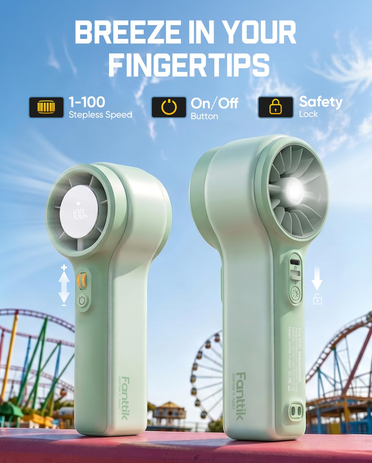 Fanttik GoFlow11 Apex Portable Handheld Fan(Sage Mist)