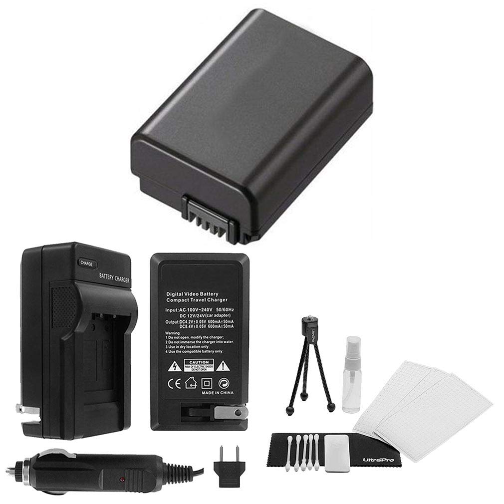 UltraPro Replacement NP-FW50 High-Capacity Battery w/Rapid Travel Charger for Sony Digital Cameras - Includes: Camera Cleaning Kit, Camera Screen