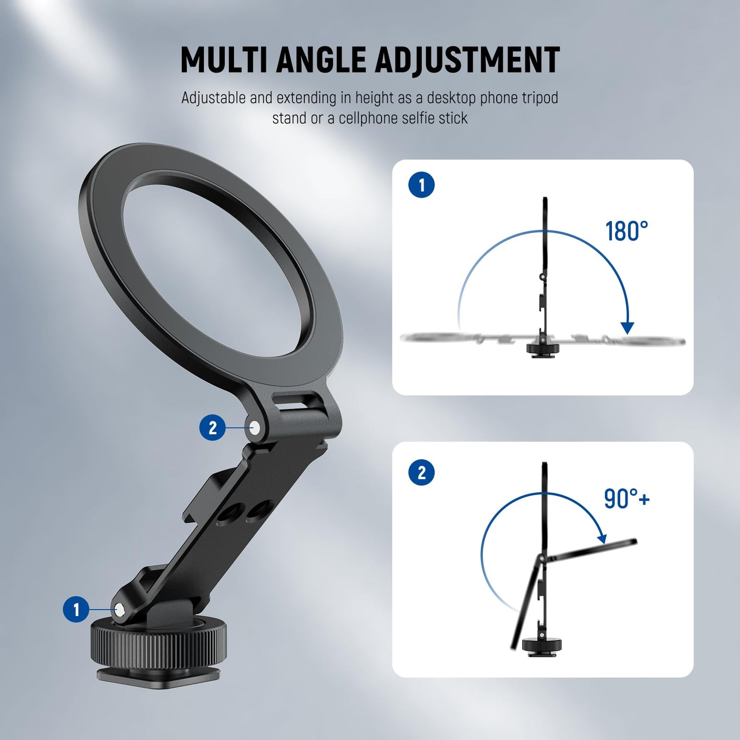NEEWER Magnetic Tripod Phone Mount Cold Shoe Adapter, Aluminum Compact Lightweight Portable Phone Holder Attachment for Camera, Compatible