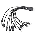 JJLFresheners 10 in 1 USB Multi Charger USB Cables for Mobile Phones Charging Cord 20CM/7.87in Universal to Multi Plug Cell Phone Charger Cable