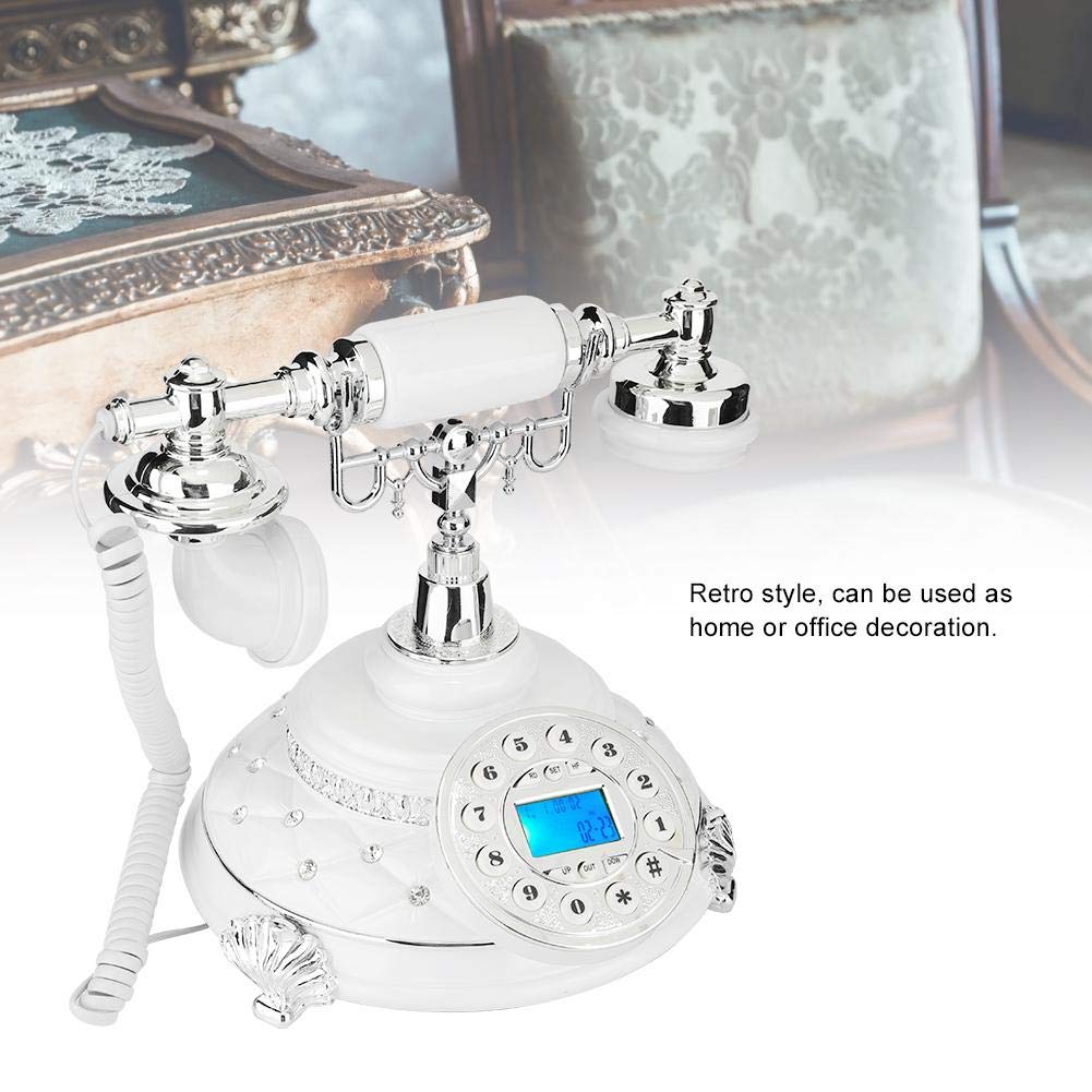 Old Telephone, Retro Anique Landline Telephone Silver Plated Home Office Corded Phone (Backlight)