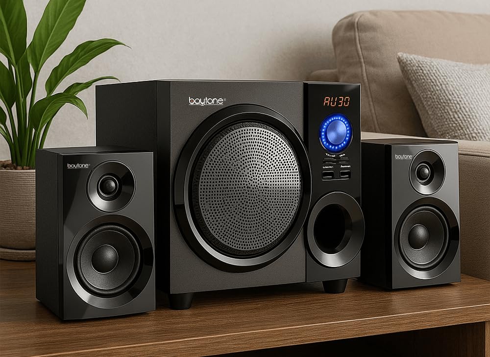 Boytone 60W Wireless Bluetooth Speaker with Powerful Bass, FM Radio, Remote Control - For Phone, Laptop, Aux-in, USB/SD