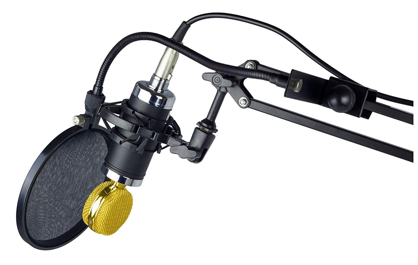 Nady 6-Inch Clamp On Microphone Pop Filter Wind Screen with Flexible Gooseneck and Metal Stabilizing Arm (SPF-1)