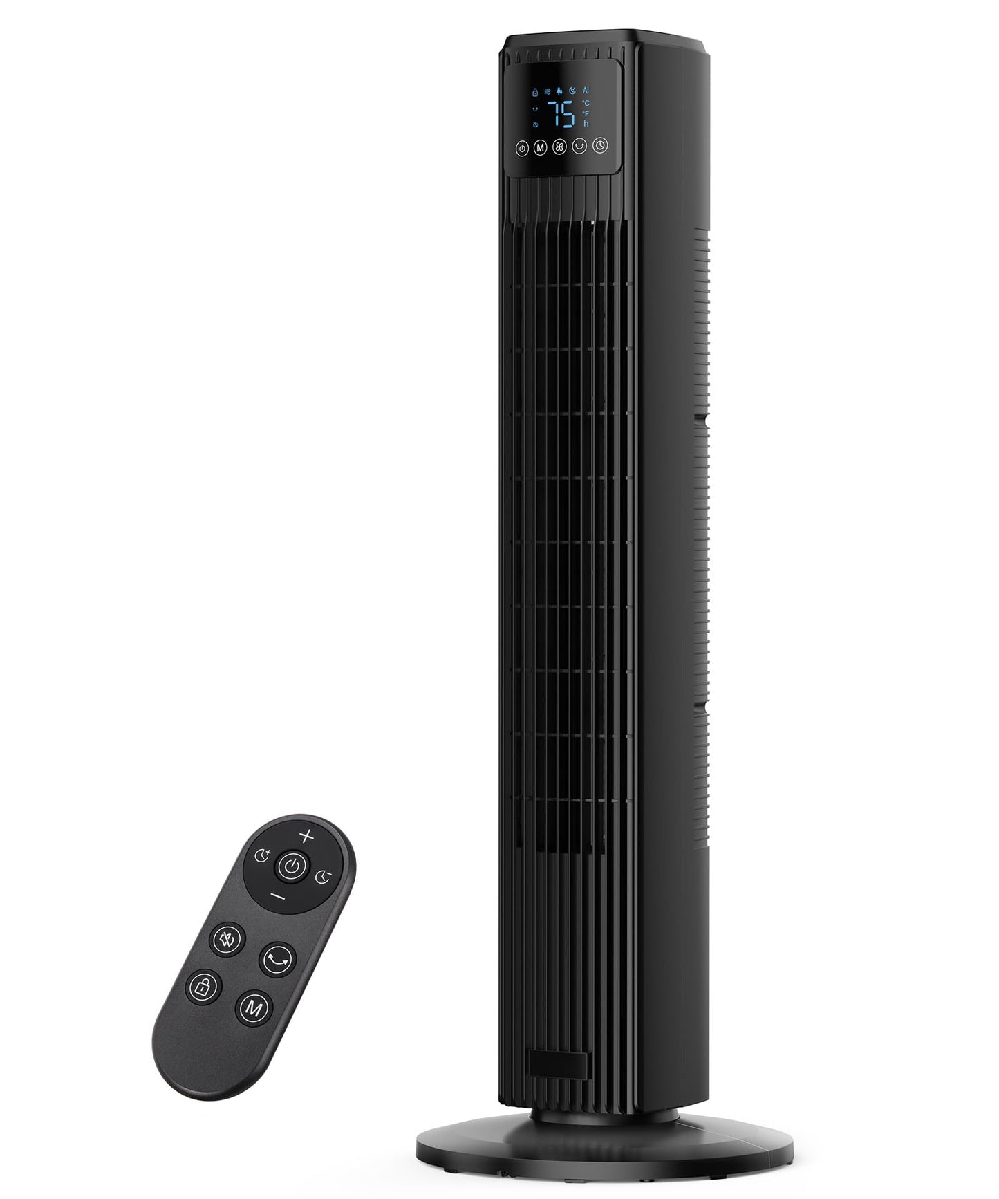 PNTCK Tower Fan for Bedroom, Quiet Floor Fan with Remote, 90° Oscillating Fans with 4 Speeds, 4 Modes, 27ft/s Velocity, 12H Timer, 2025 New Standing