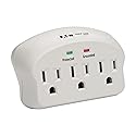 Eaton Tripp Lite SK3-0 Multi-Plug Wall Outlet Extender Surge Protector, 3 Outlets, 660 Joule Rating, Diagnostic LEDs, Portable Travel Wall Plug