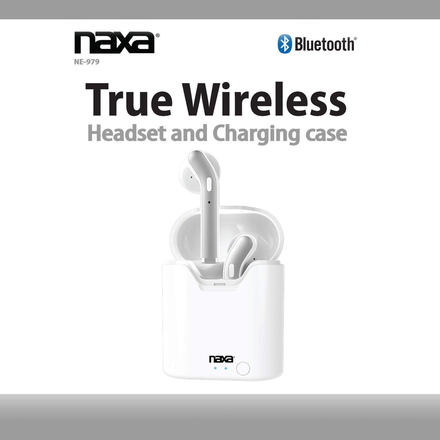 Naxa Electronics NE-979 True Wireless Earphones with Charging Battery Case, White