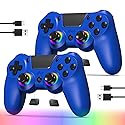 TJPD 2-Pack Wireless Controller for PS4/Pro/Slim & PC?2 Programmable Rear Buttons, RGB Lighting, 800mAh Battery, Dual Vibration, 6-Axis Gyro, Built-in