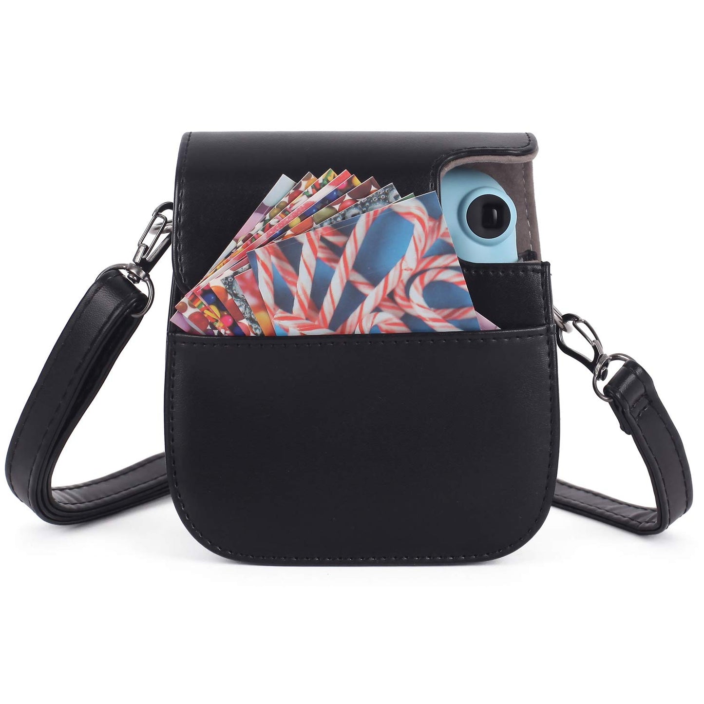 Phetium Instant mini 12 Camera Protective Case Compatible with Instax Mini 12 11,PU Leather Bag with Pocket and Adjustable Shoulder Strap (Black)