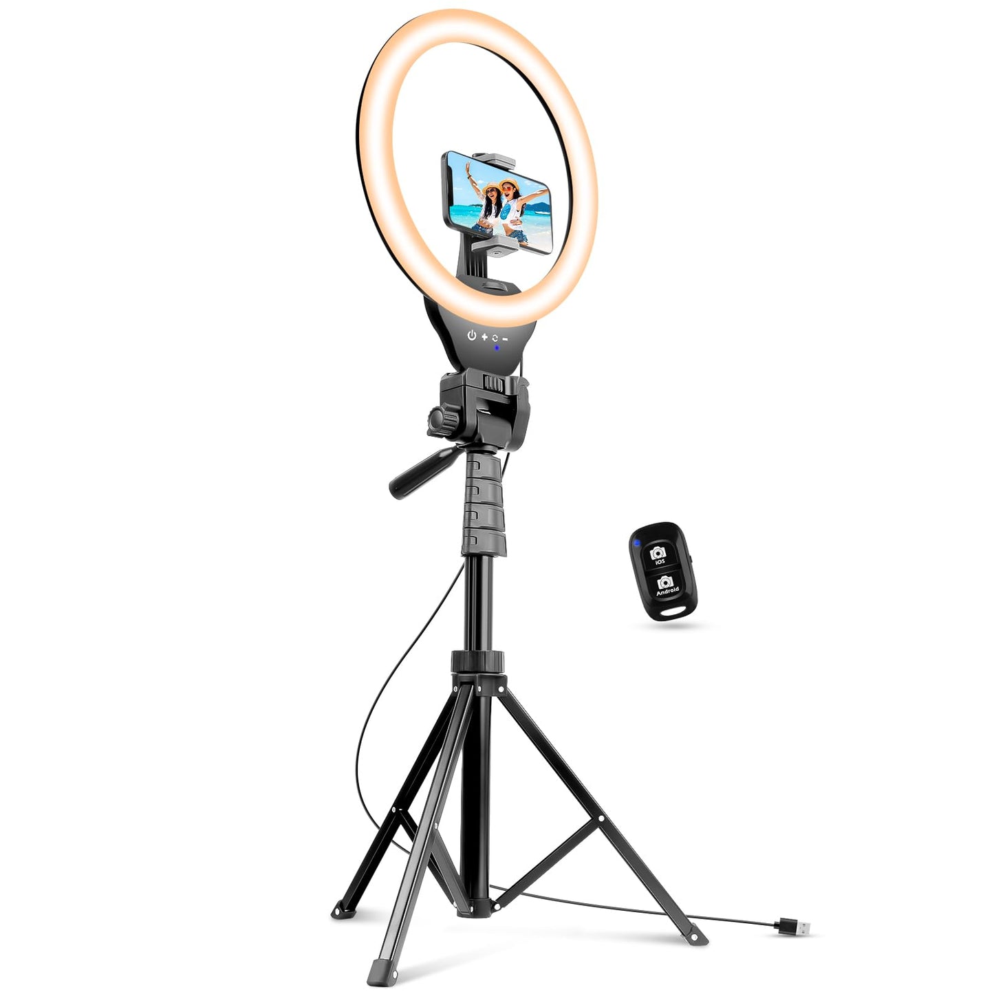 Sensyne 12-inch Ring Light with 67-inch Selfie Stick, Tripod and Phone Holder, Selfie Remote Control Circle Light for Live Stream/Video