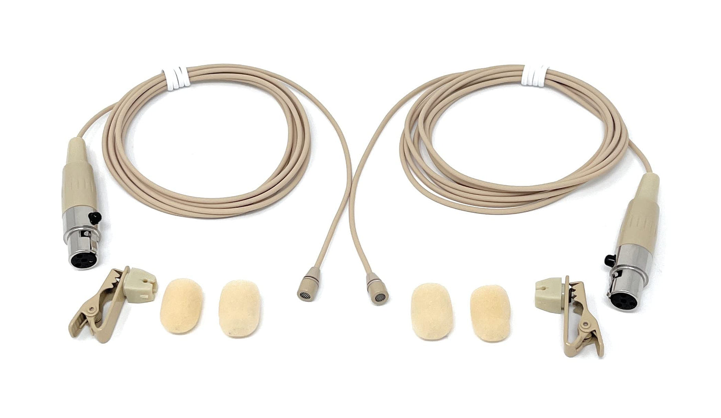 Pair of Lavalier Lapel Mics w/ 4 pin Mini XLR TA4F for Shure Wireless