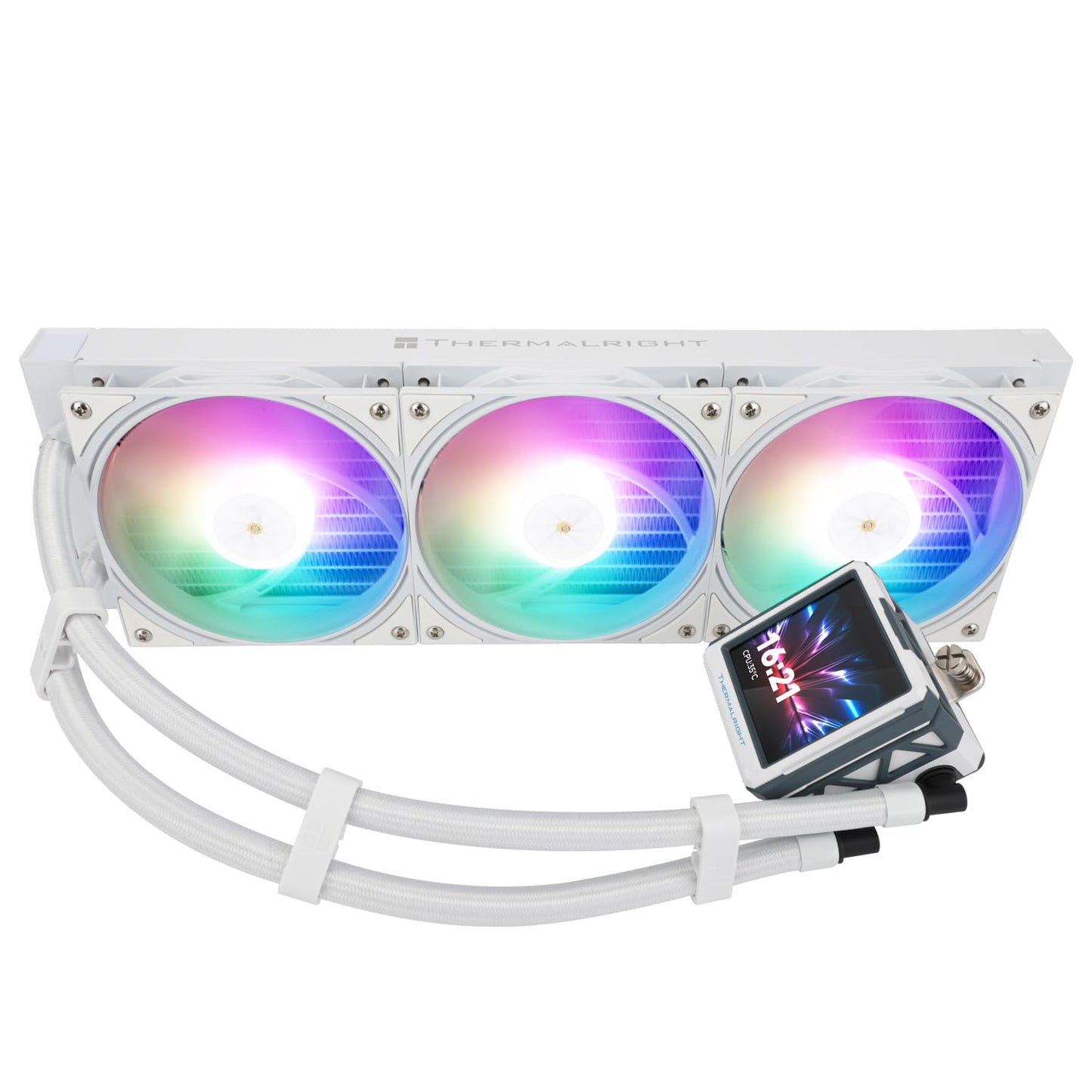 Thermalright FW360 Ultra ARGB White CPU Water Cooler with 3 PWM Fans with 2000RPM,IPS LCD Screen with 480x480 Resolution,Liquid CPU Cooler