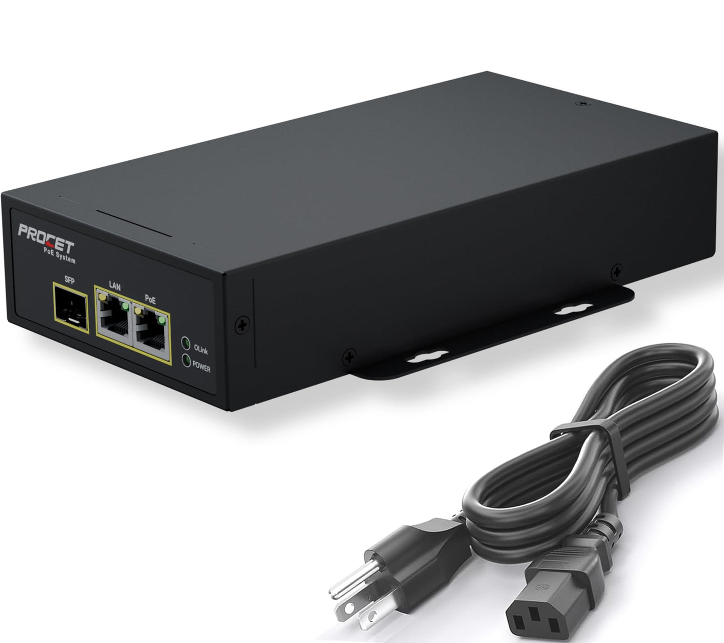 PROCET 60W Gigabit PoE Injector SFP Fiber Uplink PoE++ Power Supply, 6KV Surge Protection, -40? to 149? for PTZ AI Camera, Sisco Access Point, 5G