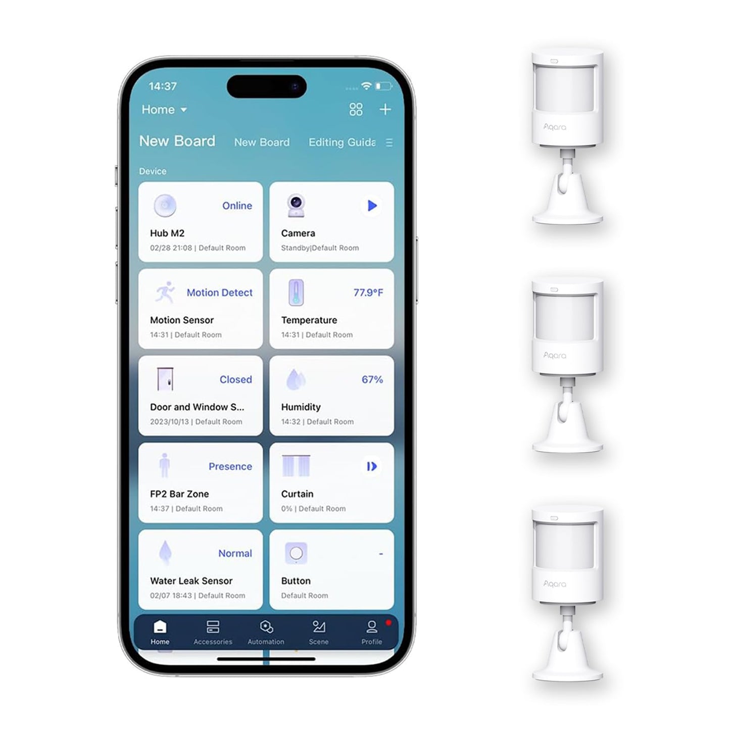 Aqara Zigbee Motion Sensor P1 3 Pack, Smart Motion Detector for Alarm System and Home Automations, 5-Year Battery Life, Pet Friendly, Compatible