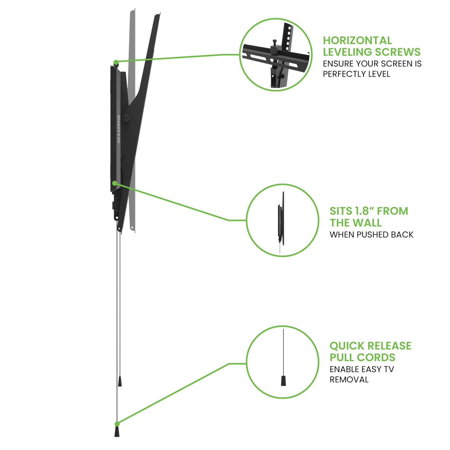 Kanto T300 Universal Tilting TV Mount for 40” - 100” TVs | 1.8” Profile | 150 lbs Capacity | VESA 800x600 Support | Leveling & Horizontal Shift