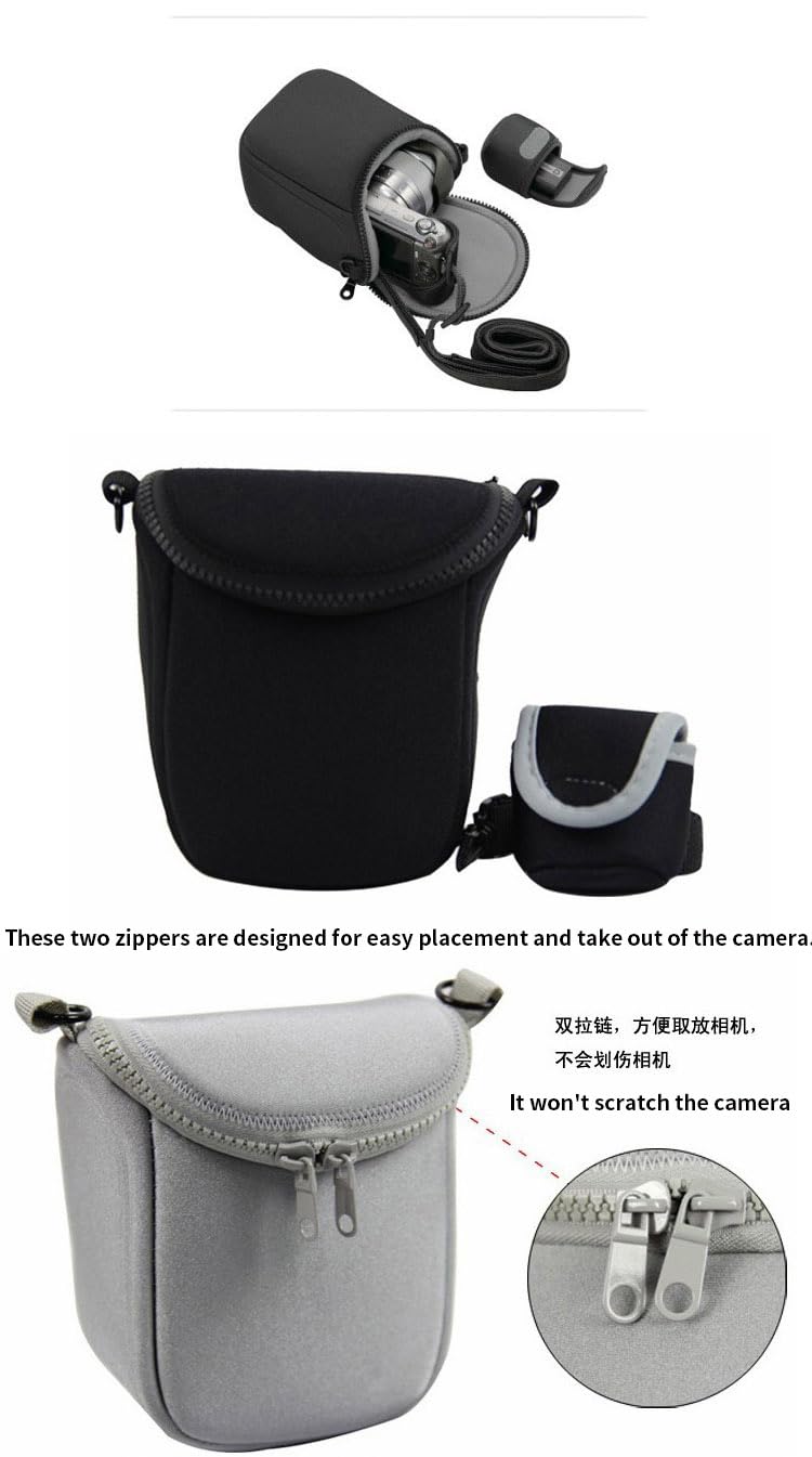 BIZOEdigital Protable Camera Cover Case Bag For Olympus E-M10 EM10II E-M5II EP3 EM5 EPL6 EPL7 E-PL8 EPL5 EP5 14-42mm Lens with strap (Black)
