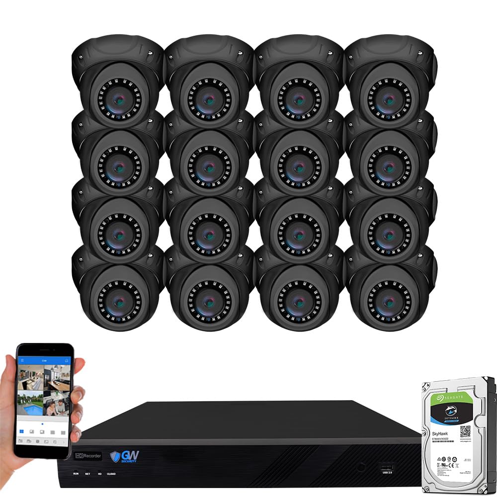 GW Security 16 Channel 12MP NVR 4K H.265+ AI Face Recognition Surveillance Security Camera System with 16 UltraHD 4K 8MP IP PoE Microphone Dome