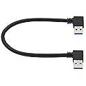 AAOTOKK 90 Degree USB 3.0 A Extension Cable Left & Right Angle USB 3.0 Type A Male to Male Charging and Data Transfer Cable for Hard