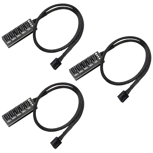 ALMOCN 3PCS PWM Fan Hub 1 to 5 Splitter 5 Way Case Fan Splitter for ATX Computer Case 4-Pin and 3-Pin Cooling Fans