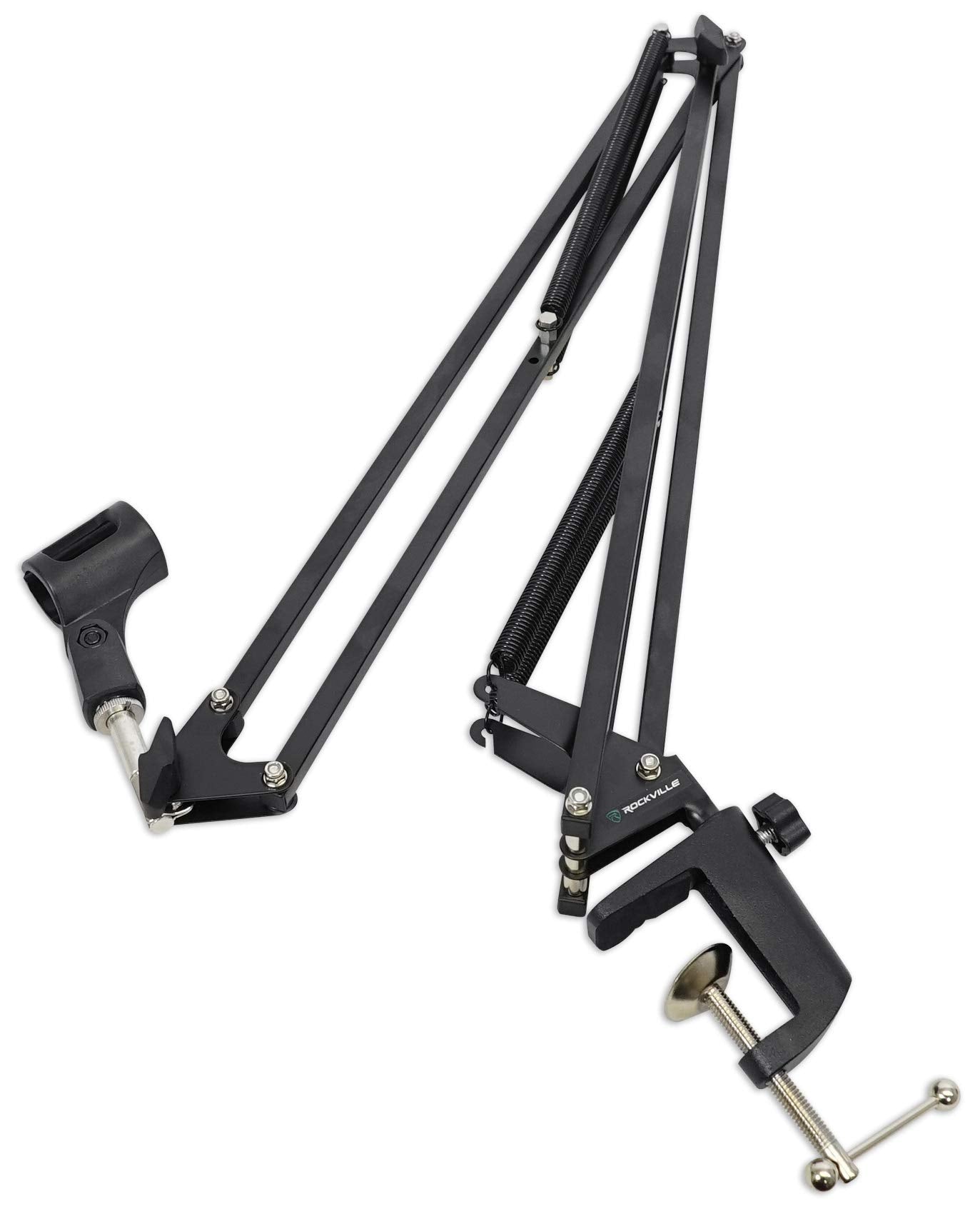 Rockville RCM02 Bundle: Condenser Microphone with Metal Shock Mount, DMS40 40 in Adjustable Boom Arm Stand with Desk Clamp, PRO-M50 Studio Headphones