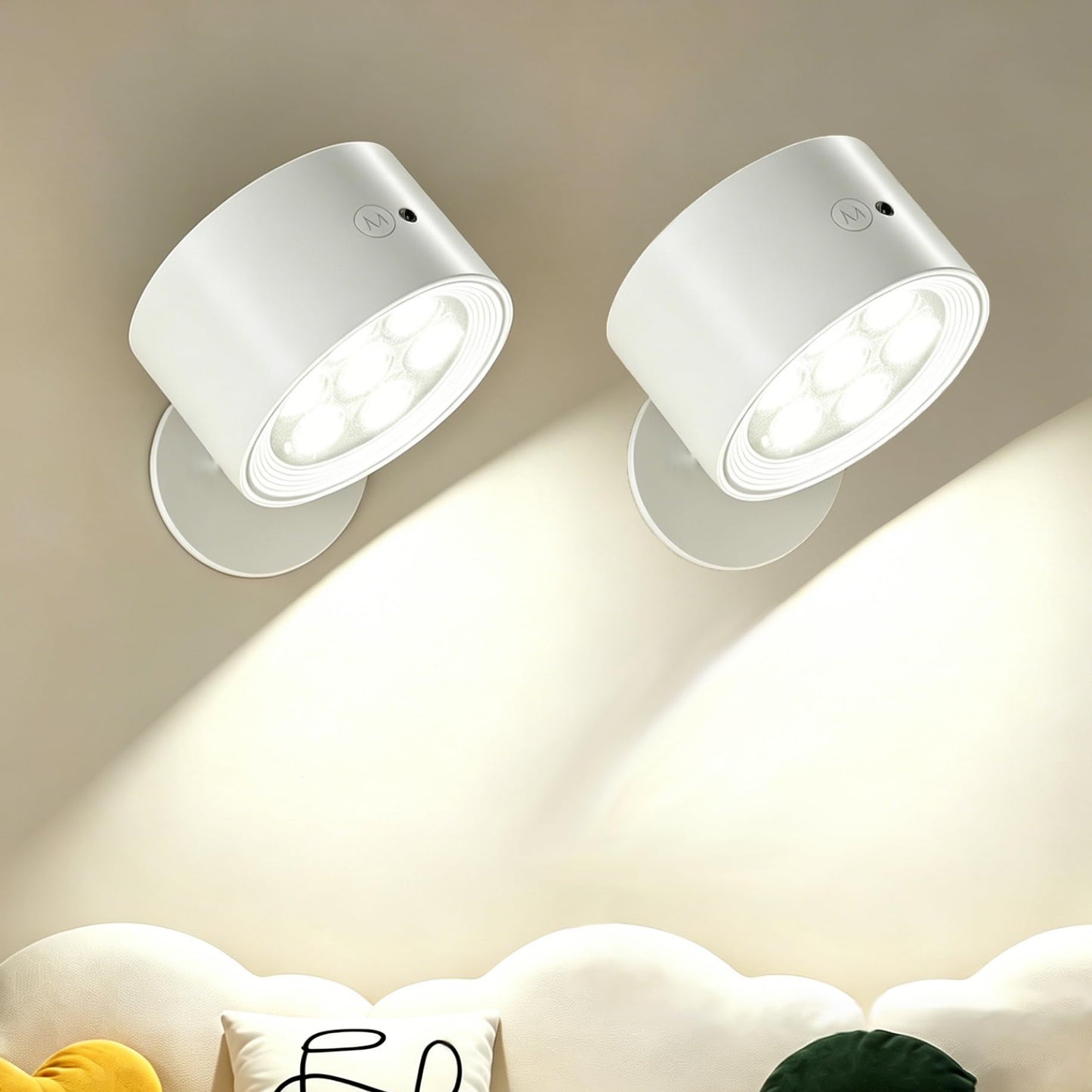 Cnlux LED Wall Lights 2 Pack, Dimmable Wireless Wall Sconces, Rechargeable Battery Operated Wall Sconce, 3 Color Temps, Remote ? Touch Control, 360°