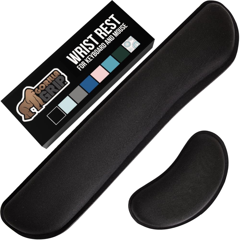 GORILLA GRIP Silky Memory Foam Wrist Rest for Computer Keyboard, Mouse, Ergonomic Design for Typing Pain Relief, Desk Pads Support Hand and Arm
