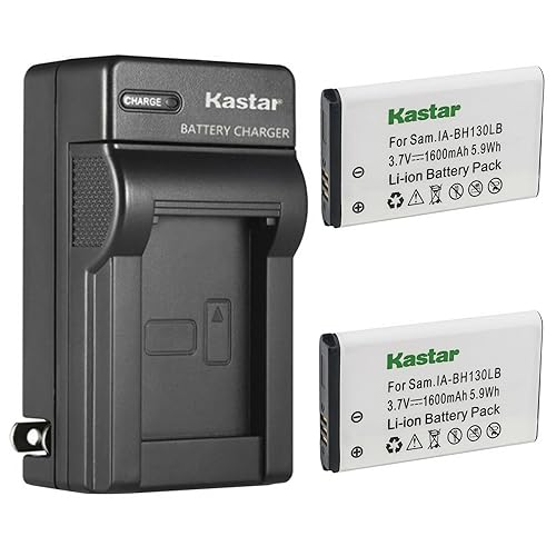 Kastar 2-Pack IA-BH130LB Battery and AC Wall Charger Replacement for Samsung HMX-W300 HMX-W300HD HMX-W300BN HMX-W300RN HMX-W300RP HMX-W300YN