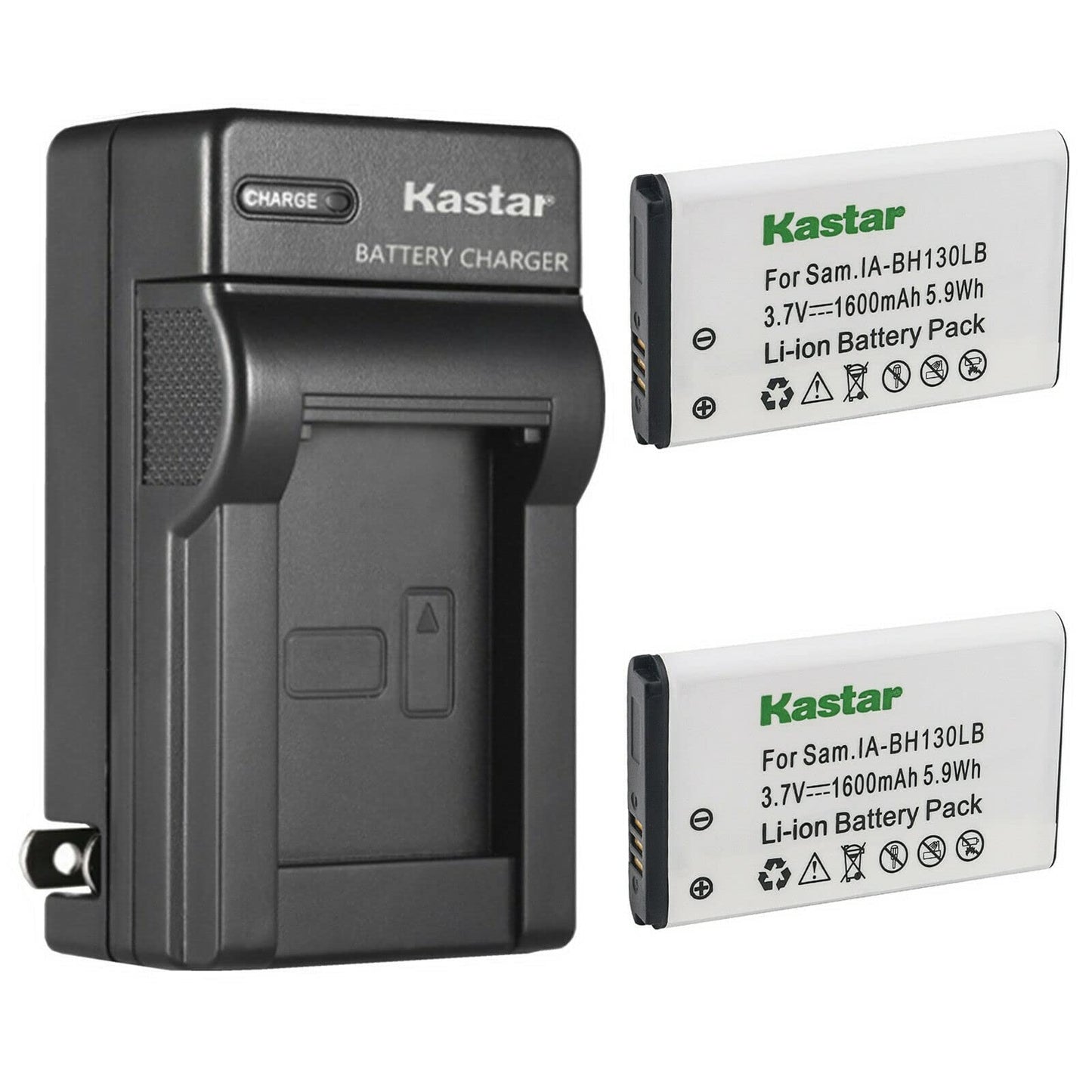 Kastar 2-Pack IA-BH130LB Battery and AC Wall Charger Replacement for Samsung HMX-W300 HMX-W300HD HMX-W300BN HMX-W300RN HMX-W300RP HMX-W300YN
