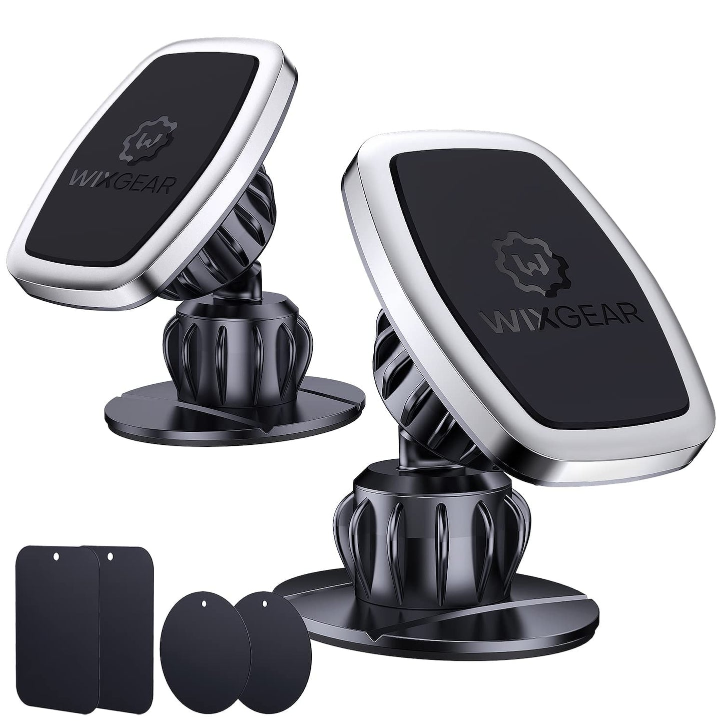 WixGear Universal Stick On Swivel Mount (2 Pack) Dashboard Magnetic Phone Holder for Car, Phone Mount for Car for Cell Phones and Mini Tablets