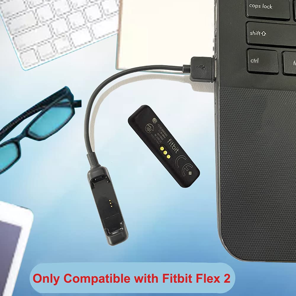 EXMRAT Compatible with Fitbit Flex 2 Charger Cable (2Pack, 30cm/1ft), USB Charger Charging Cable for Fitbit Flex 2 (Black, 2Pack)