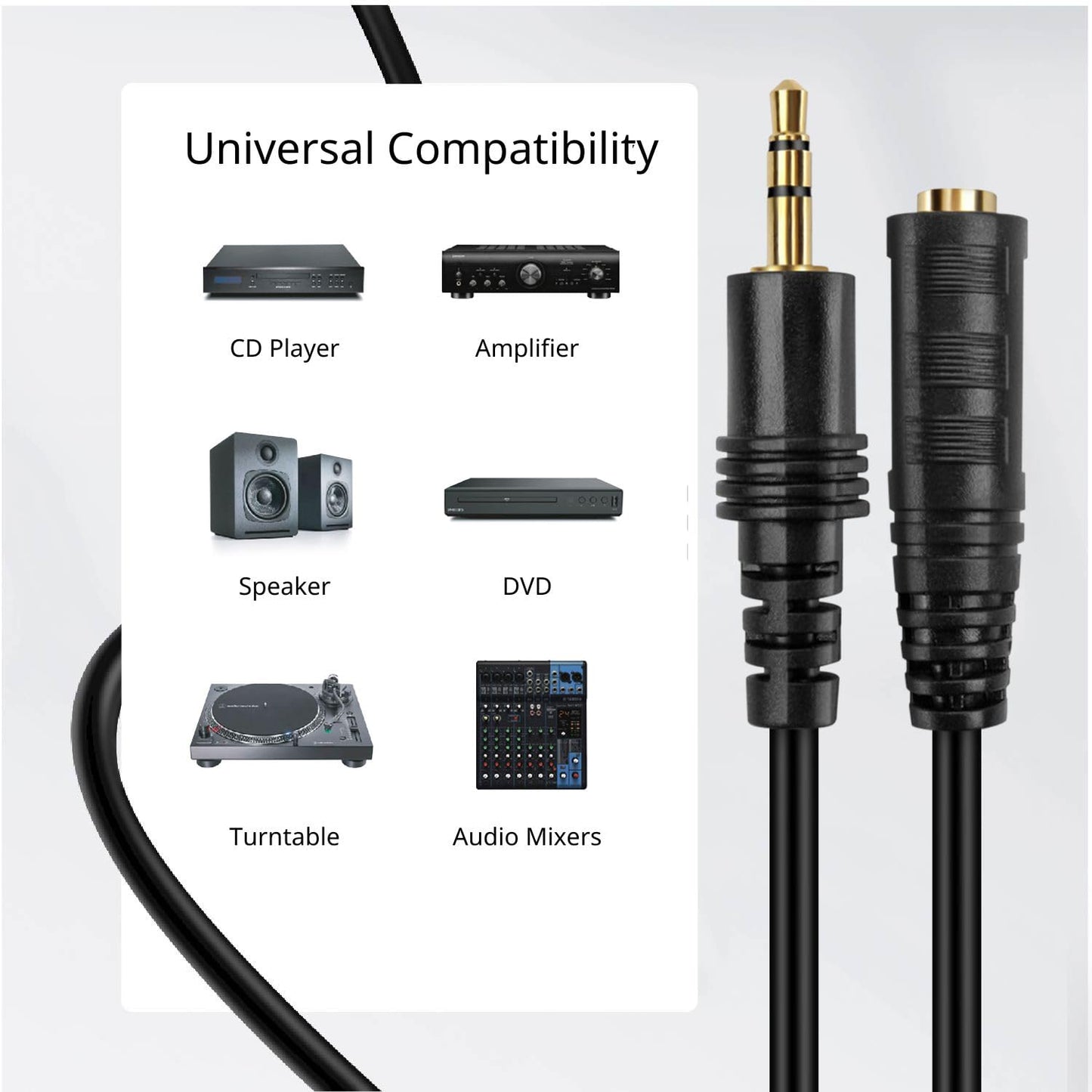 TNP AUX Headphone 3.5mm Extension Cable (12 Feet) - Male to Female Extender Audio Auxiliary Jack Adapter Wire Cord Plug Connector for iPhone iPod…