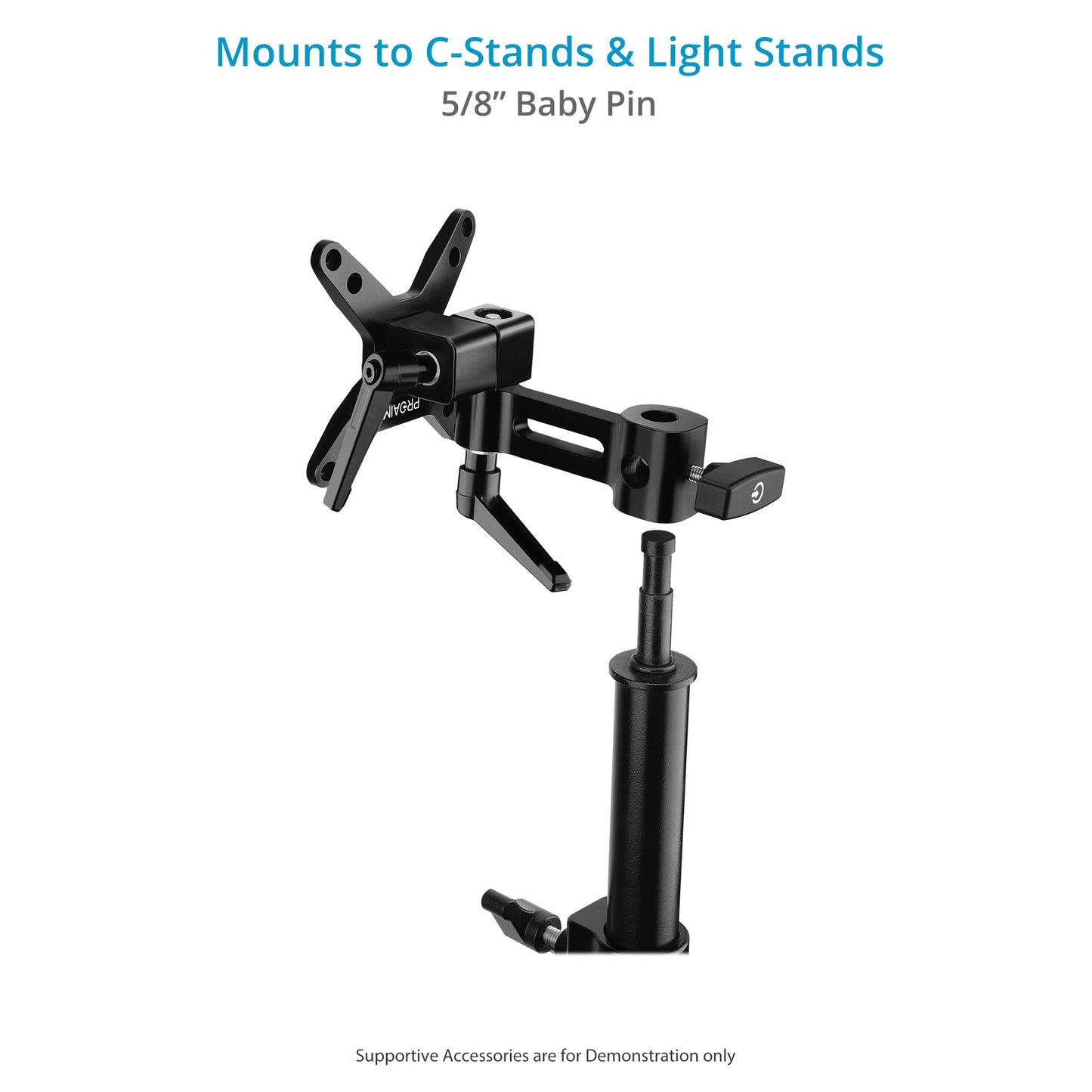 PROAIM Monitor Mount with 5/8" Baby Spigot. for C-Stands & Light Stands. 270° Pan, ±45° Tilt Adjustments. Payload up to 30kg /66lb (P-BMMT-01)