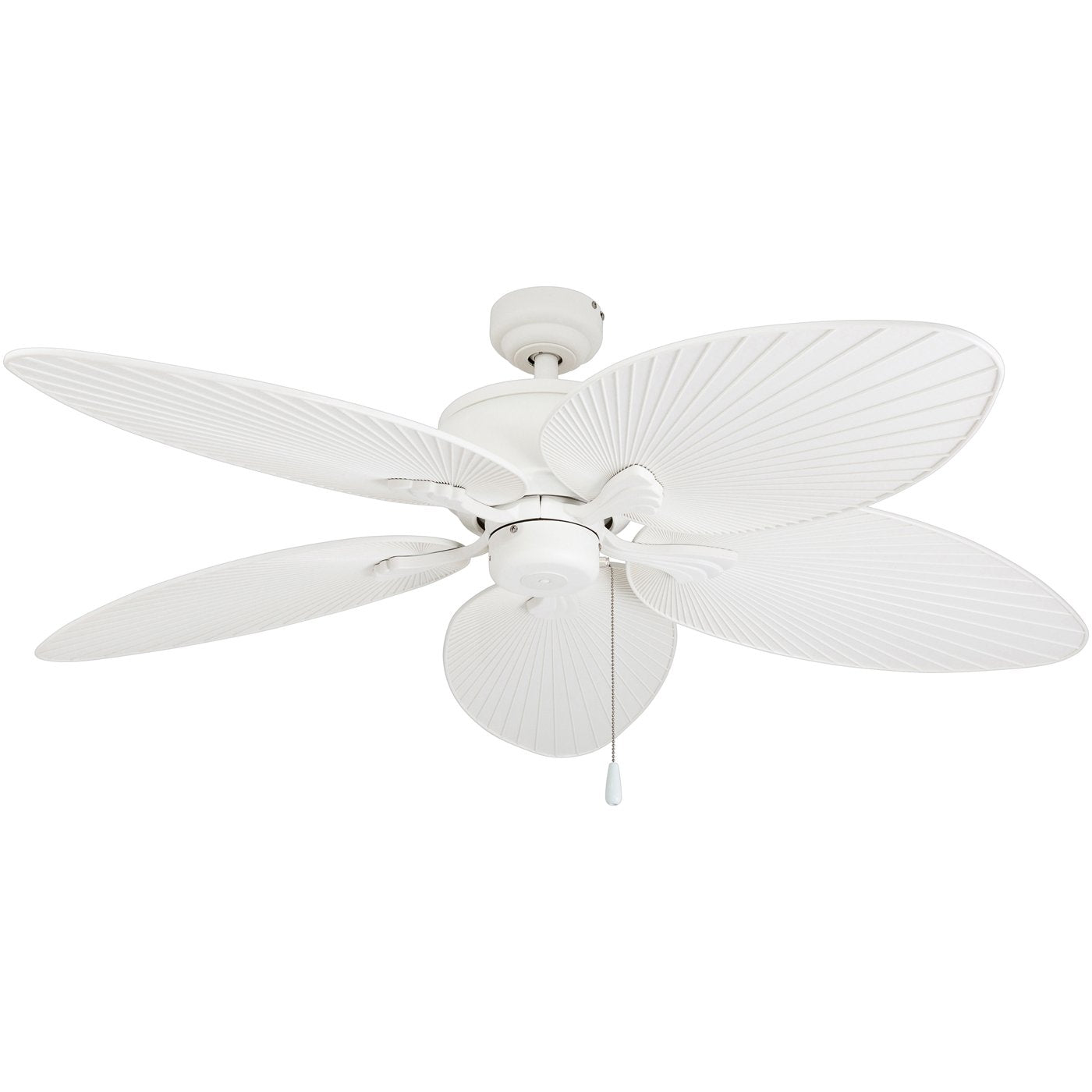 Prominence Home Solana Tropical 52 Inch Indoor Outdoor Ceiling Fan with Glass Bowl Light Kit, Pull Chain, 5 Leaf Blades with Reversible Motor, White