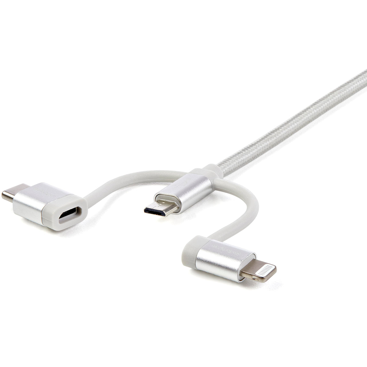 StarTech 6ft/1.8m Lightning, USB-C & Micro-USB to USB-A Cable (LTCUB6GR)