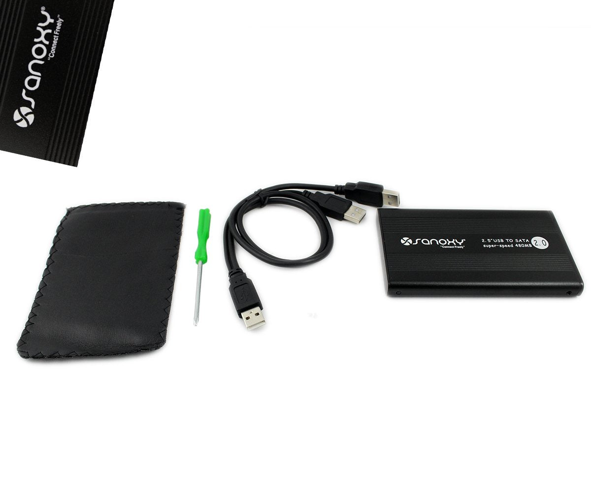 SANOXY USB 2.0 External 2.5-Inch HDD Enclosure Case for Laptop, PC, Mac (SATA Black)
