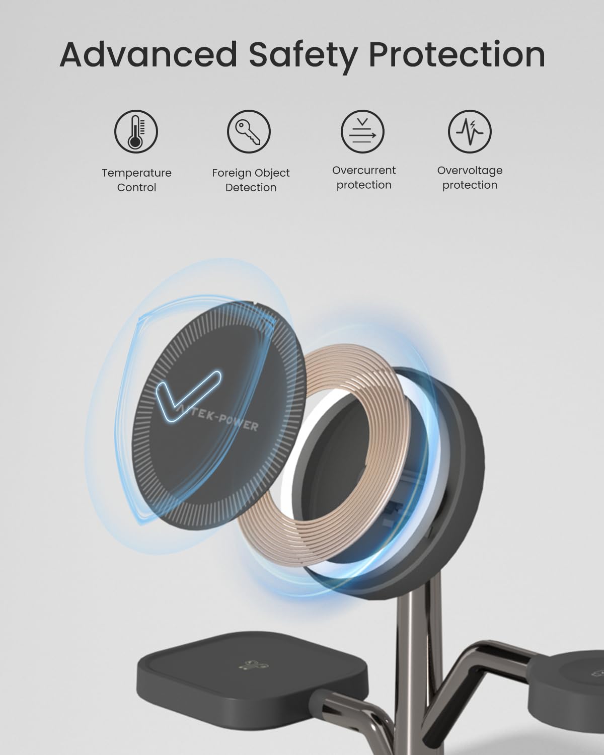 3 in 1 Wireless Charging Station for Apple Device,Fast Charging Tree-Shaped Stand with Night Light,Qi-Certified Charger for iPhone 12-17 Series,Apple