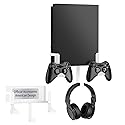 Wall Mount Kit with Detachable 2 Controller Holder & Headphone Hanger, Metal Wall Mount Holder Compatible with Xbox One X, White