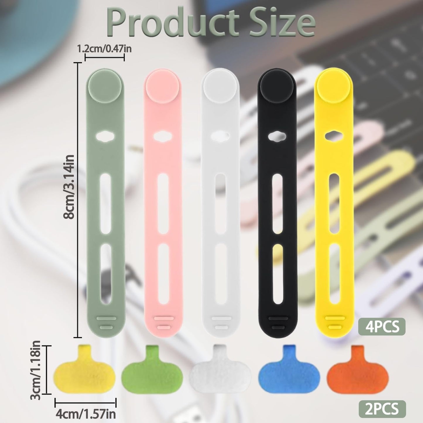 FenrFern 30Pcs Silicone Cable Ties, Reusable Cable Straps Cord Organizer for for Bundling Earphone, Phone Charger, Computer Cords in Home, Office