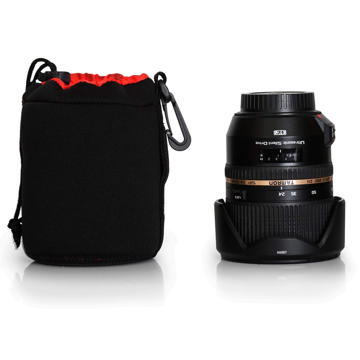 Deco Photo Medium Neoprene Lens Bag Protective Water and Weather Resistant Shock Drop and Scratch Armor Pouch Sleeve Case with Plush Interior, Black