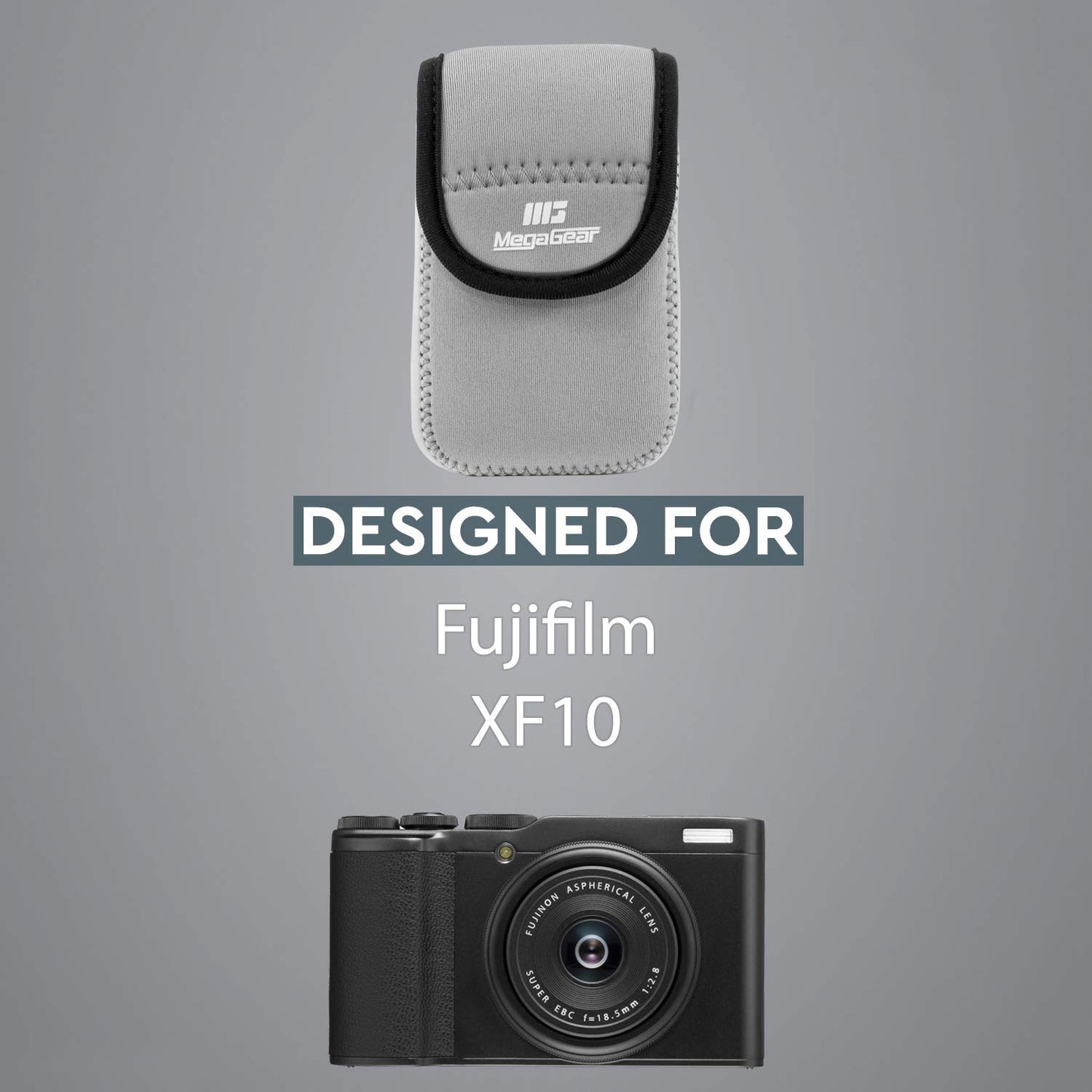MegaGear Ultra Light Neoprene Camera Case Compatible with Fujifilm XF10, Gray, Compact (MG1539), PU Leather