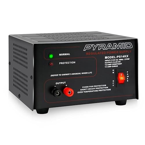 Pyramid Universal Compact Bench Power Supply - 12 Amp Linear Regulated Home Lab Benchtop AC-to-DC 12V Converter w/ 13.8 Volt DC 115V AC 270 Watt…
