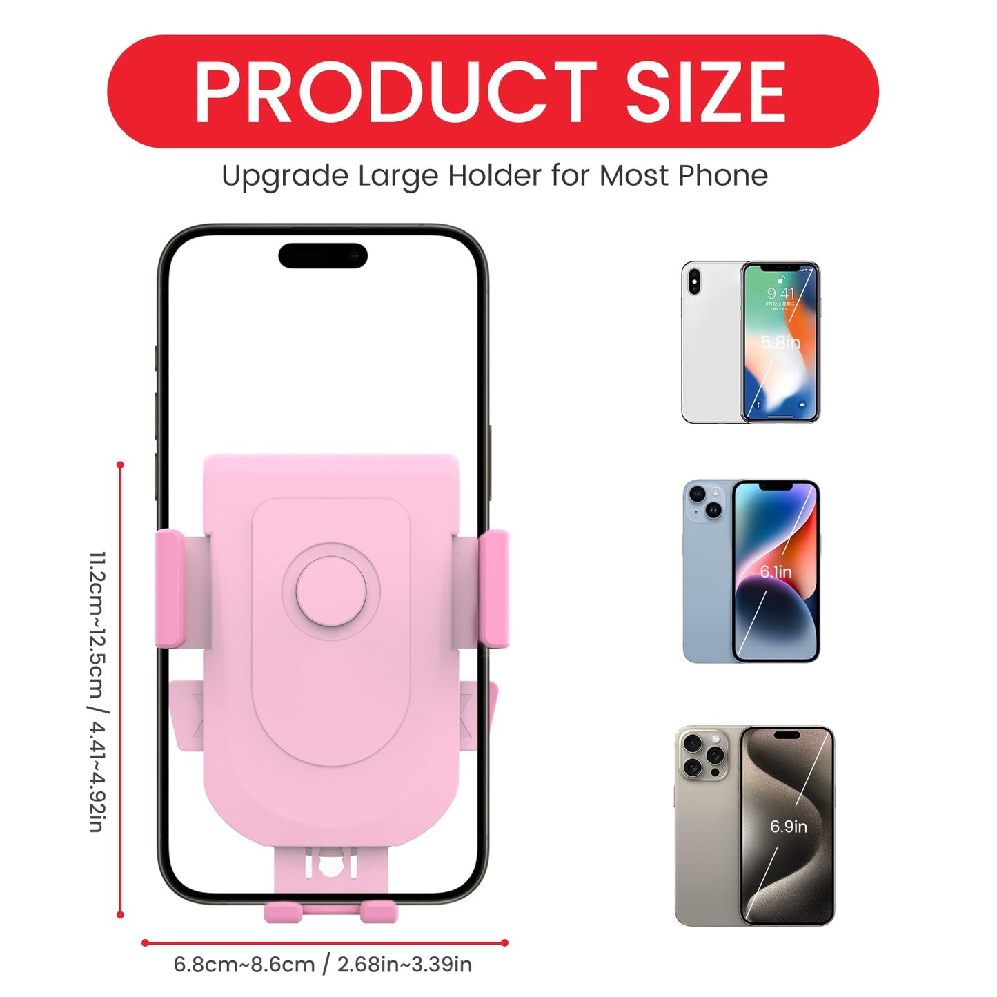 PLANTURECO Baby Stroller Phone Holder, Bike Phone Holder, Shopping Cart, Motorcycle Phone Mount, Golf Cart, Push Cart, Treadmill, Universal- iPhone