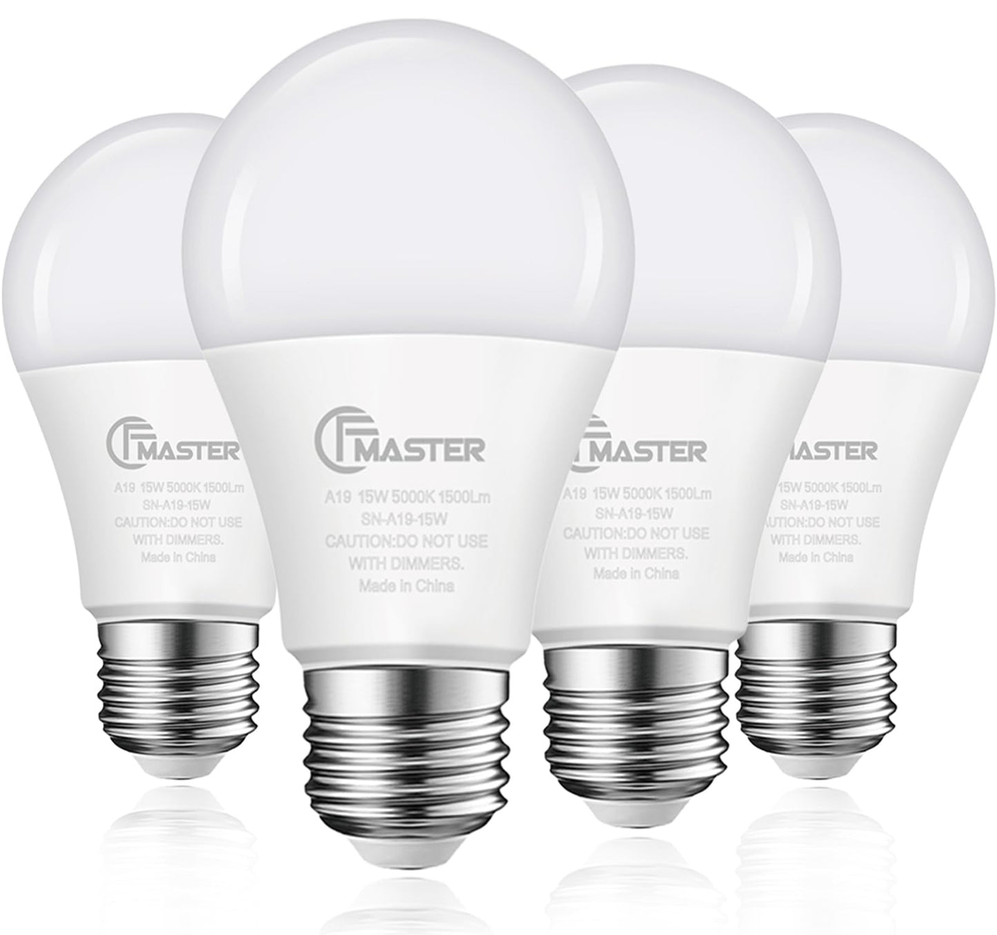 CFMASTER A19 LED Light Bulb, LED Bulbs 100 Watt Equivalent, 5000K Daylight Light Bulbs, 1500 Lumens, E26 Standard Base Lightbulb, Non-Dimmable 15W