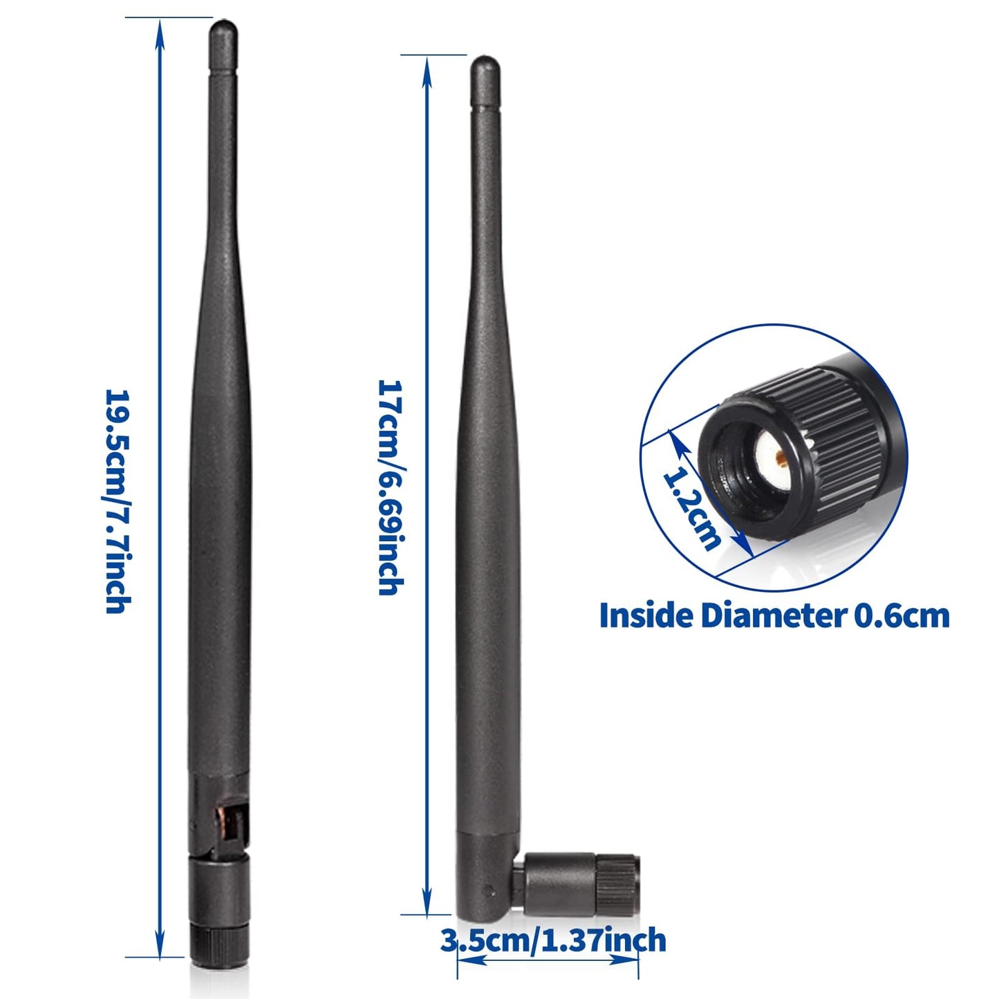 Bingfu Dual Band WiFi 2.4GHz 5GHz 5.8GHz 6dBi MIMO RP-SMA Male Antenna (4-Pack) for WiFi Router Wireless Network Card USB Adapter Security IP Camera