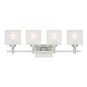 Westinghouse 6304100 Alexander Four-Light Indoor Wall Fixture, Brushed Nickel Finish with Rippled White Glazed Glass