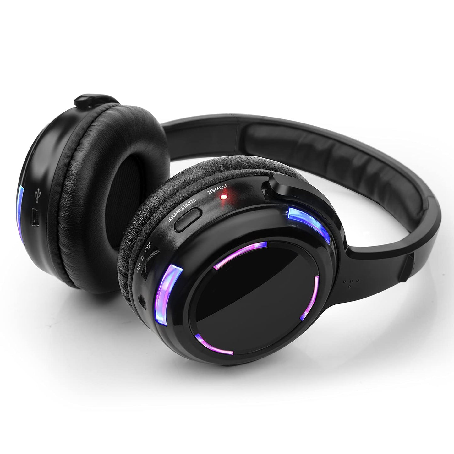 General RF Silent Disco 10pcs Black led Flashing Light Headphones Bundle for Quiet Party Events Fitting
