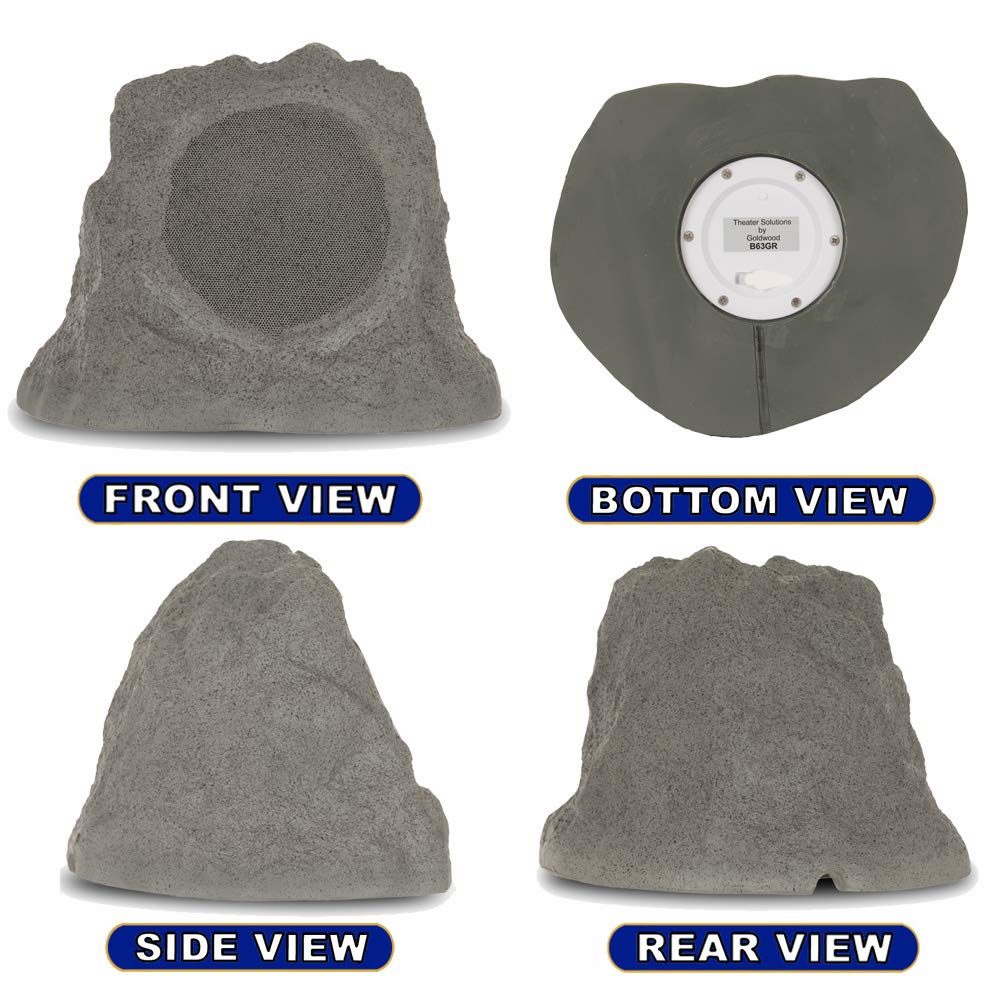 Theater Solutions B63GR Fully Wireless 100 Watt Rechargeable Battery Bluetooth 6.5" Rock Speaker Slate Grey Link Up to 99 Speakers Wirelessly