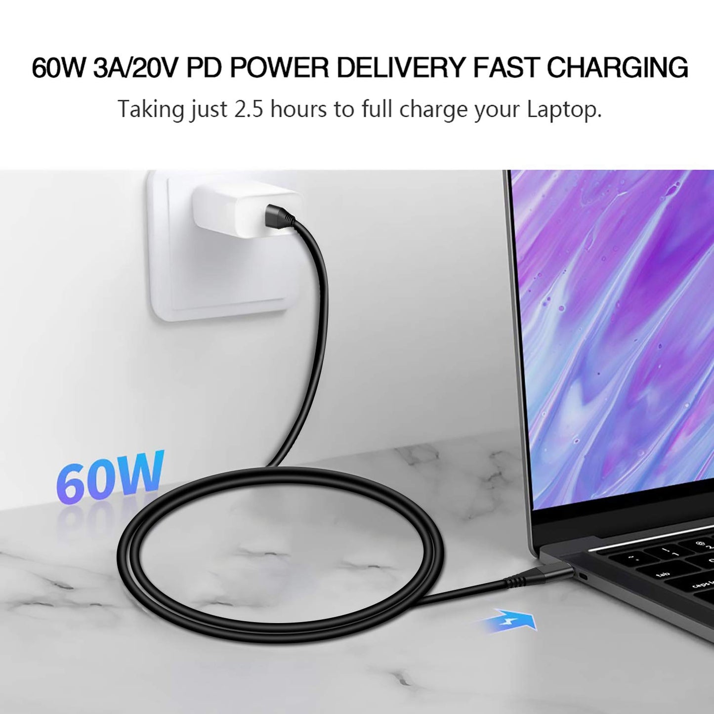 60W USB C to USB C Cable Charger Cord 6ft 2Pack for Samsung S25 Ultra/S25 Plus/S22 S24 S24+/S23 Ultra S20/S21 FE,Galaxy Note 20/10 A55 5G A25,Pixel 6