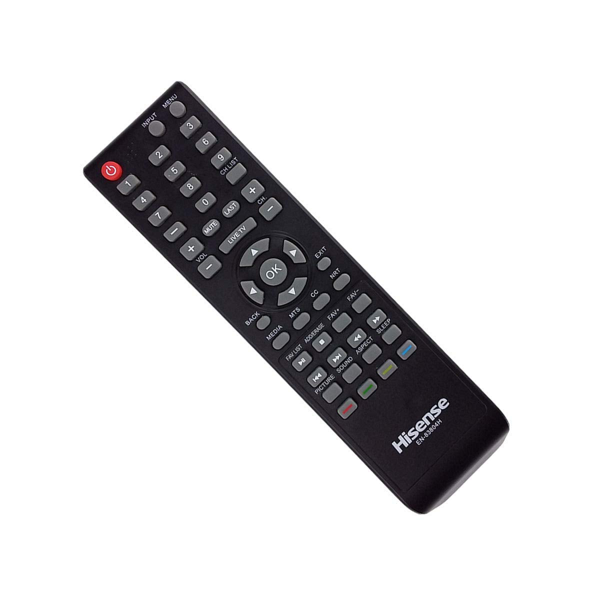 Hisense EN-83804H TV Remote Control for HD 32H3080E 32H3308 32H3D 40EU3000 40H3080E 40H3D 43H3080E 43H3D Hisense Televisions (Renewed)